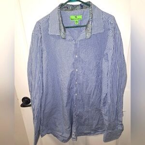 A Bristol Bull men's 3XLT long sleeve button-down. Blue checkered.